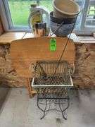 Metal plant stand, small folding table and planters
