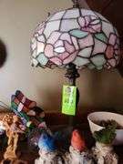 Stained Glass Lamp, butterfly, and knick knacks