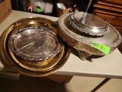 Cake display stand and trays silver