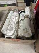 Two boxes, one box of miscellaneous sized paper cups, one box, miscellaneous size, plastic, cups, and plastic silverware