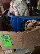 Assorted dishes, bin of rags