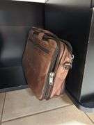 Black desk on wheels two briefcases ￼