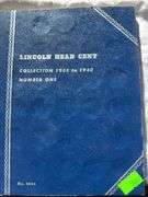 5 Rolls Pennies, Lincoln HeadCent Collection Book 1 and Book 2 Both partially full
