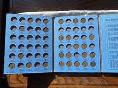 5 Rolls Pennies, Lincoln HeadCent Collection Book 1 and Book 2 Both partially full