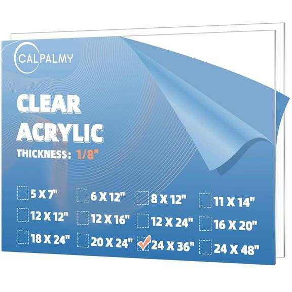 CALPALMY (2 Pack) 1/8" Thick Clear Acrylic Sheets - 24" x 36 image