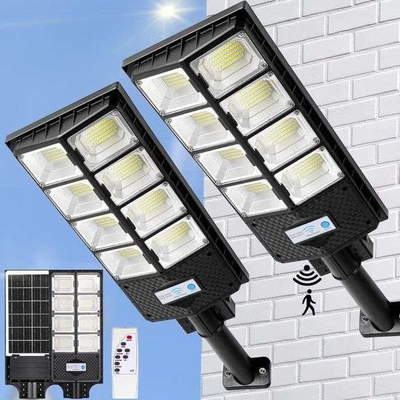ZJOJO Solar Street Lights Outdoor Waterproof, 6500K 10000LM image