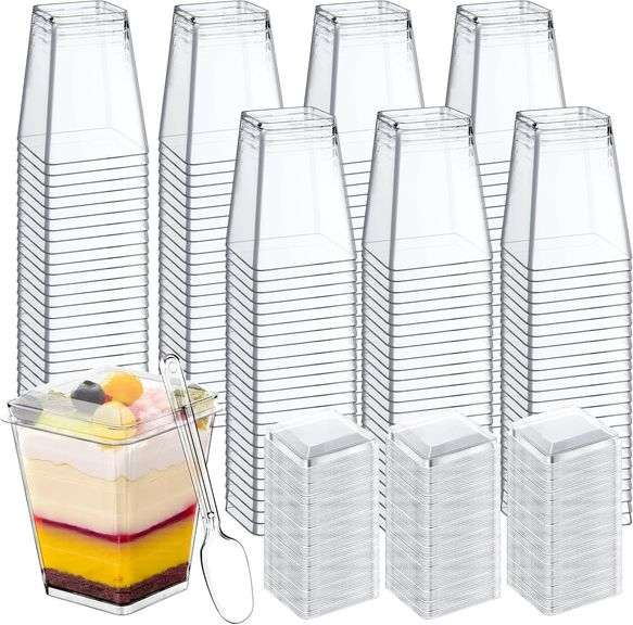 600 Pcs Mini Dessert Cups with Spoons and Lids, 5 Oz Square image