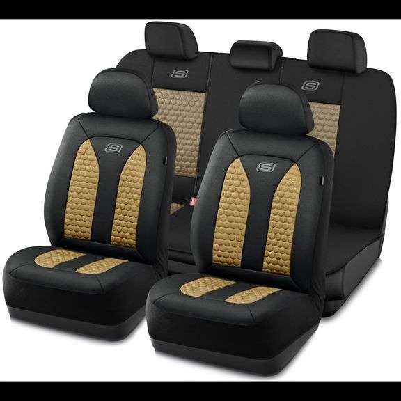 Skechers Black  Beige Car Seat Cover Sets image