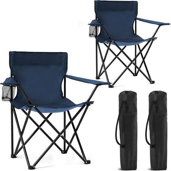 2 Pack Portable Camping Chairs Folding Lawn Chair Outdoor Li image
