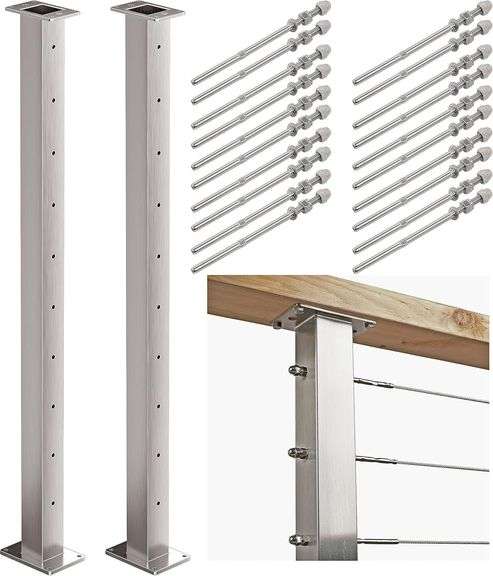 $139 36" 2 Pack Stainless Steel Cable Railing Post 2" 2" wit image