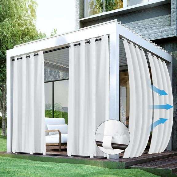 HolidayIdeas 4 Panels Gazebo Curtains Waterproof-Outdoor Whi image