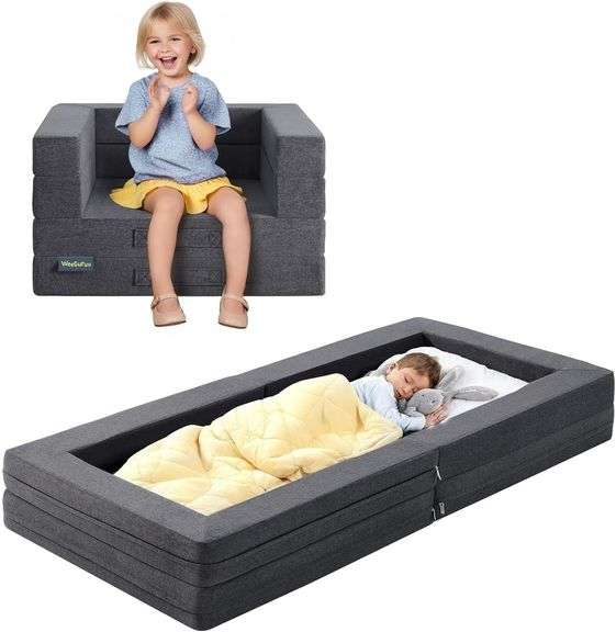 $121 Travel Toddler Bed, 3-in-1 Convertible Sofa Bed for Tod image