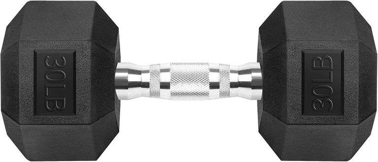 Hex Dumbbells Rubber Coated Cast Iron Hex Black Dumbbell Fre image