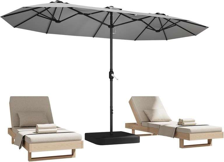 $140 15ft Patio Umbrella with Base,Large Outdoor Double-Side image