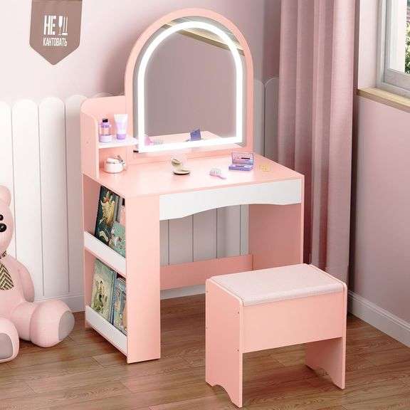 $110 Kids Vanity with Lights, Princess Kids Vanity Table and image