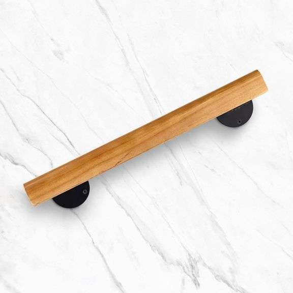 Wooden Handrail with Black Mounting Brackets, Hand Railings image