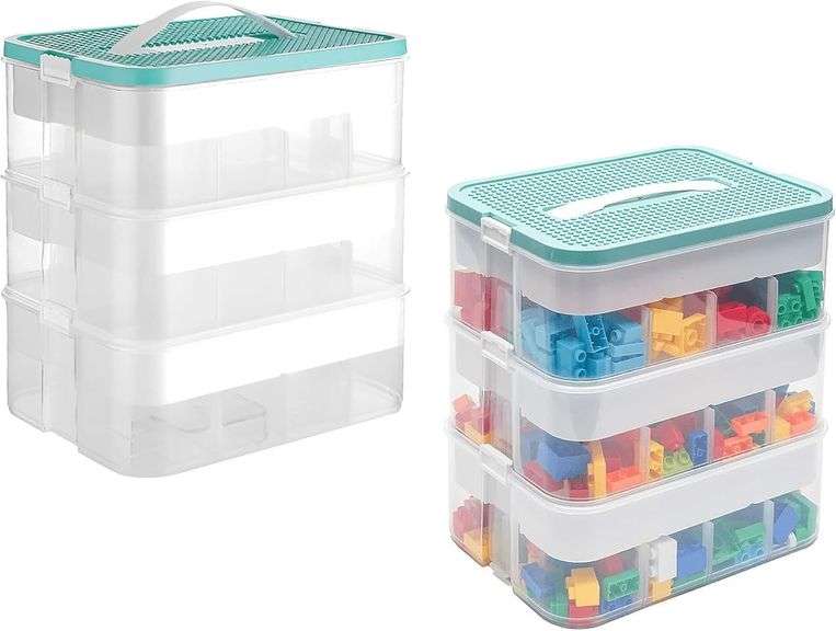 Plastic Stackable Organizer Box 3 Layer Clear Building Block image