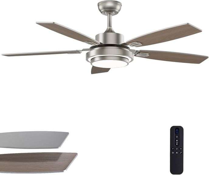 52 Inch Nickel Ceiling Fans with Lights and Remote Control f image