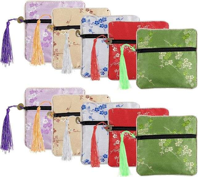 Jewelry Chinese Silk Style Purse Pouch Small Travel Jewelry image