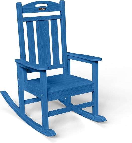 Ciokea Outdoor Rocking Chair, Navy Blue HDPE Rocking Chairs image