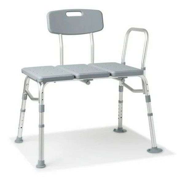 Medline Durable Non-Slip Bath Transfer Bench with Back & Arm image