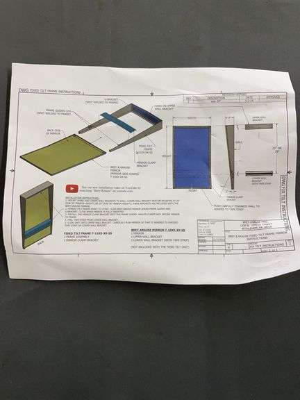 Brey & Krause fixed, tilt frame mirror. New in box. image