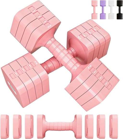 Adjustable Dumbbell Set for Women Men 16LB 20LB Hand Weights image