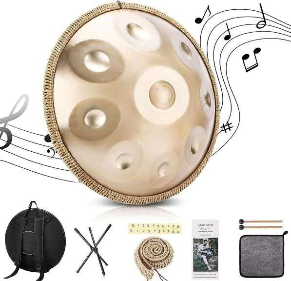 $190 Handpan 22 Inches Drum Set, 440Hz 9 Notes Hand Drum Ins image