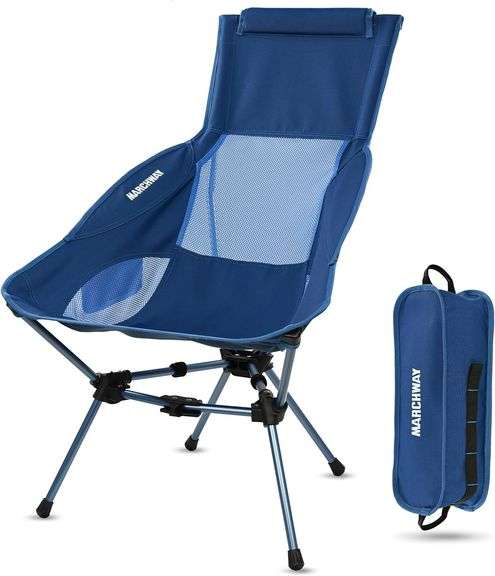 MARCHWAY Lightweight Folding High Back Camping Chair with He image