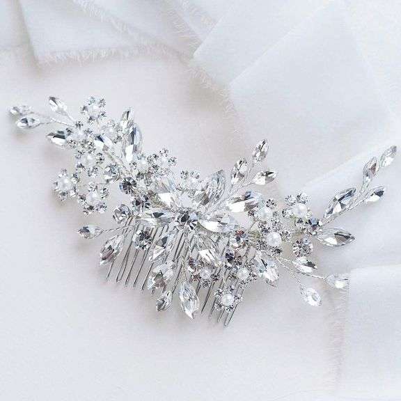 Catery Crystal Bridal Hair Combs Rhinestones Hairpieces Flow image