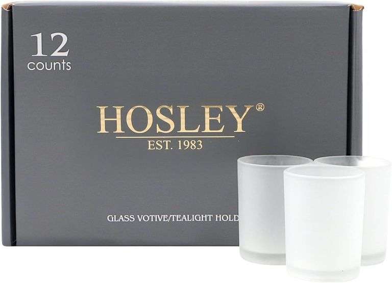 Hosley Set of 24 Frosted White Glass Votive/Tea Light Holder image