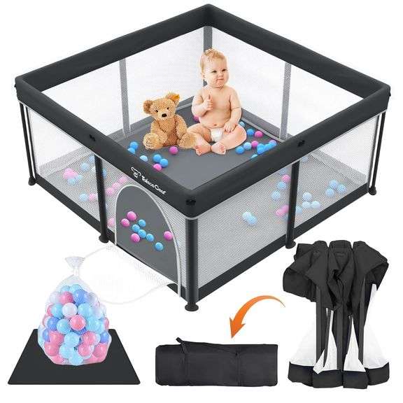 Taleco Gear Foldable Baby Play Pen with Mat, 50'x50' Playpen image