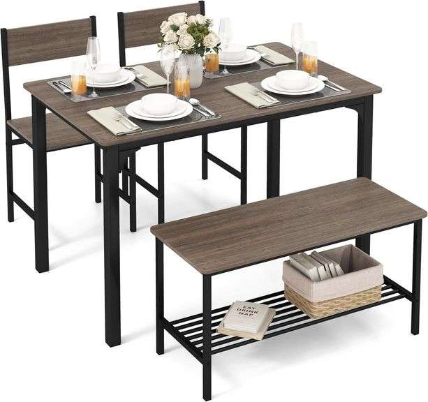 $140 Tangkula Dining Table Set for 4, Kitchen Table and 2 Ch image