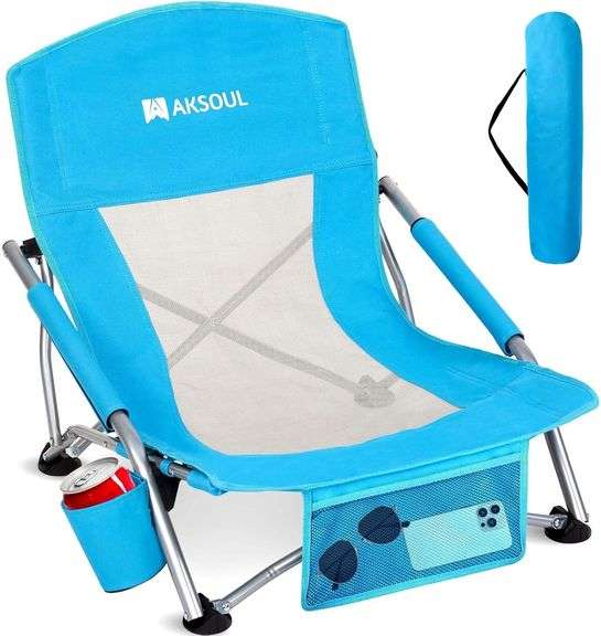 AKSOUL Folding Beach Chair for Adults: Low/High Back Chairs image