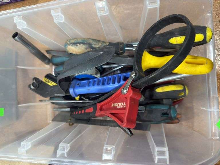 Strap wrench, screw drivers, files,  honer. Wire stripper. image