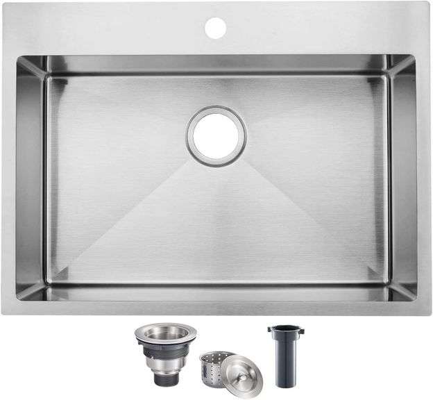 $153 SHACO 28 Inch Drop In Kitchen Sink, Commercial Handmade image