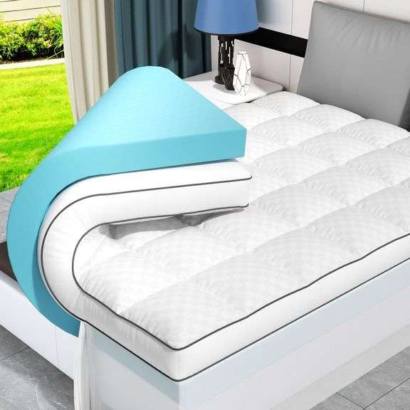 Dual Layer 4 Inch Memory Foam Mattress Topper Twin Size, 2 I image