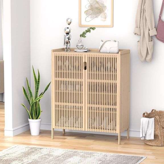 $130 Shoe Cabinet, 20 Pair Farmhouse Shoe Organizer Cabinet, image