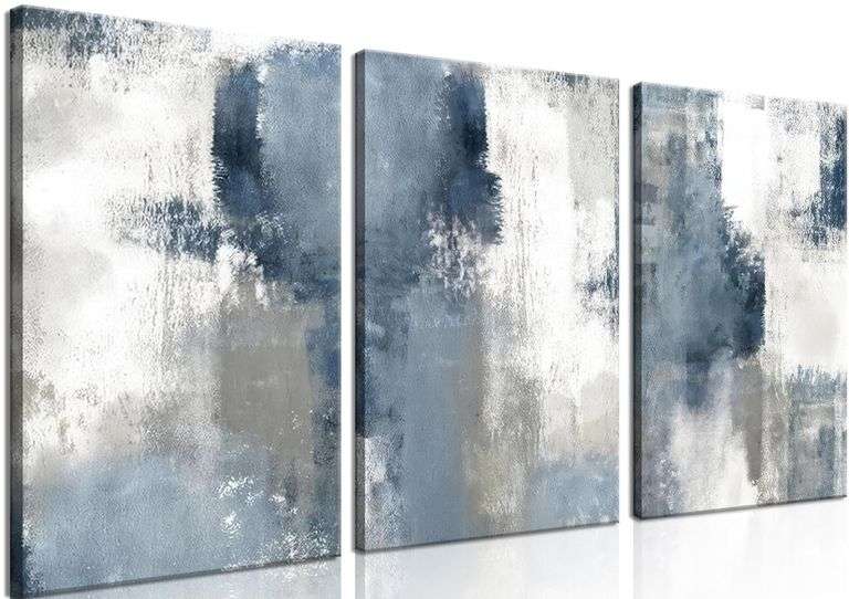 FDKJUIT 3pc Blue Abstract Art Prints 16x24 image