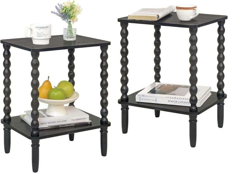 End Tables Set of 2, Small Side Table with Storage Shelf, Ni image