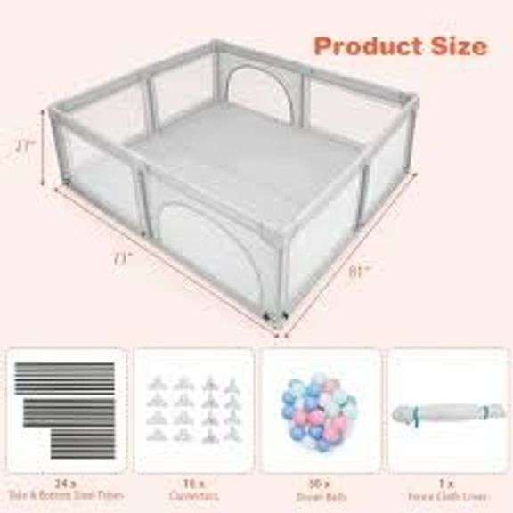 Costway XL Baby Play Yard: Extra Large Safety Playpen & Acti image