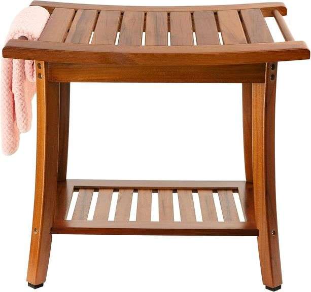 $119 Utoplike Teak Shower Bench Seat with Handles, Portable image