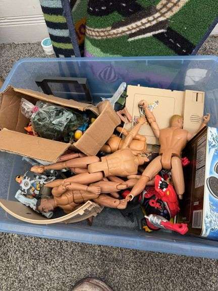 Tub of ken dolls and rug image