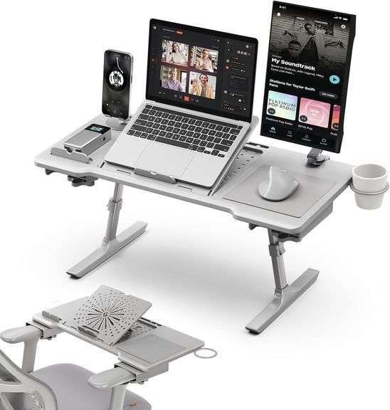 Newtral Laptop Bed Tray Desk, Height & Angle Adjustable Fold image