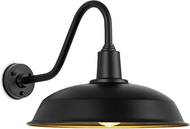 $152 21" Large Black Outdoor Gooseneck Barn Light, Modern Vi image