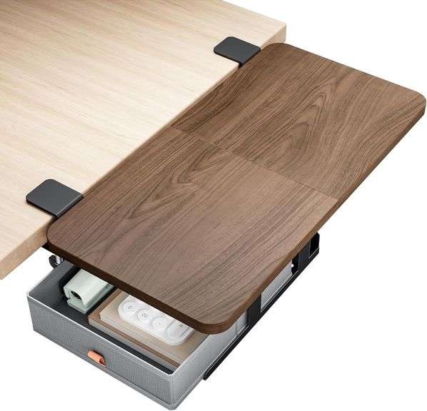 Desk Extender Tray, 24" x 12" Clamp On Desk Shelf, Desk Exte image