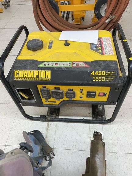 Champion generator. 4450 starting watts 3550 running watts. image