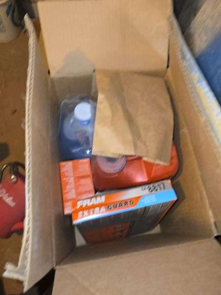 Contents of shelf and boxes of tools. image