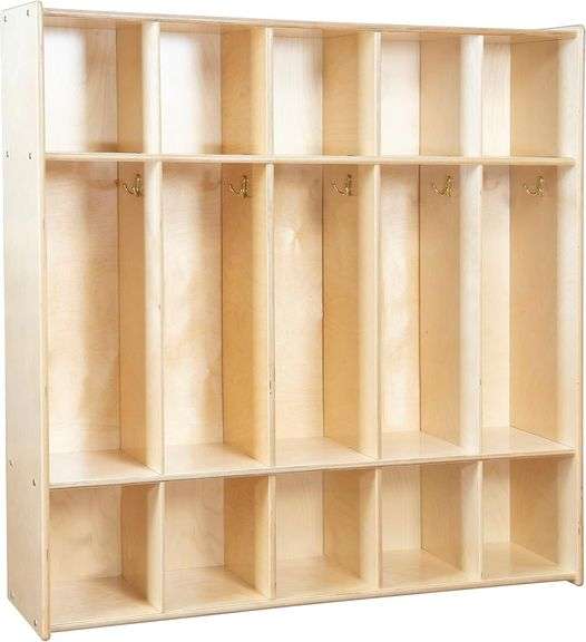 $300 5 Section Montessori Coat Locker & Backpack Hanger, Sch image