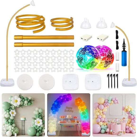 AerWo Lighted Balloon Arch Kit 9.35FT & 6FT, Free Bending Ha image